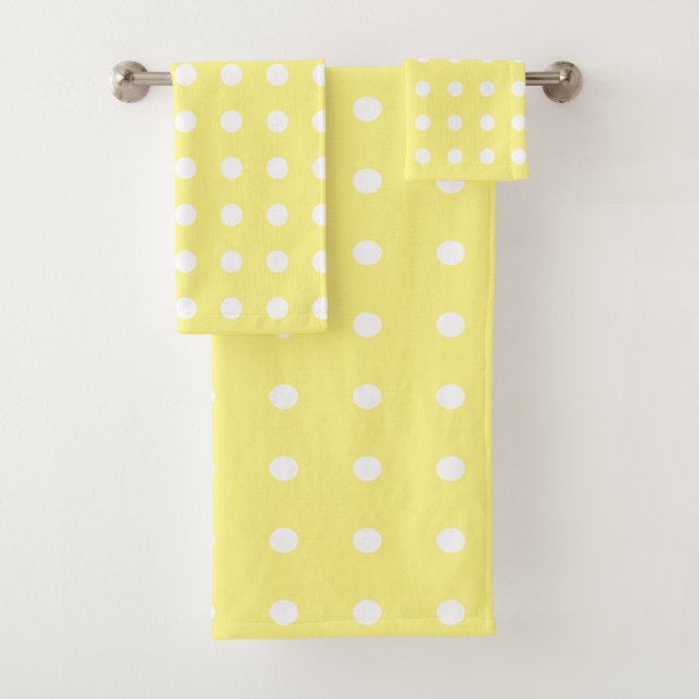Gelbe und weiße Polka-Punkte Badhandtuch Set (Insitu)