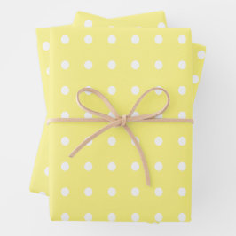 Gelbe und weiße Polka-Punkte Geschenkpapier Set