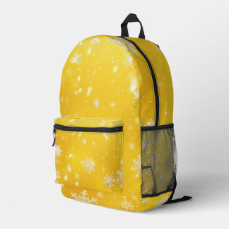 Gelbe und weiße Schneeflocken Digitale Kunst Bedruckter Rucksack