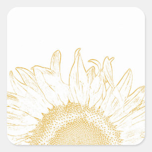 Gelbe und weiße Sonnenblumen Grafik Quadratischer Aufkleber