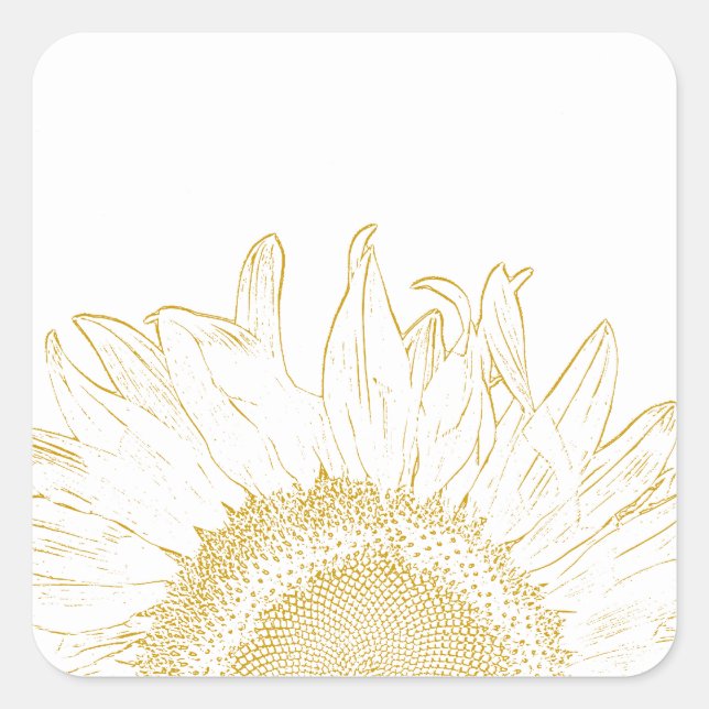 Gelbe und weiße Sonnenblumen Grafik Quadratischer Aufkleber (Vorderseite)