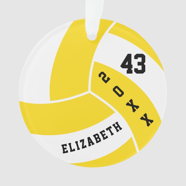 Gelbe und weiße Volleyball 4 | DIY Name Ornament (Vorderseite)