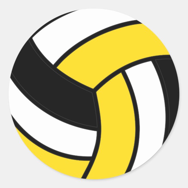 Gelbe und weiße Volleyball Runder Aufkleber (Vorderseite)