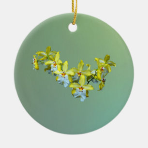 Gelbe und weiße Vuylstekearen Keramik Ornament