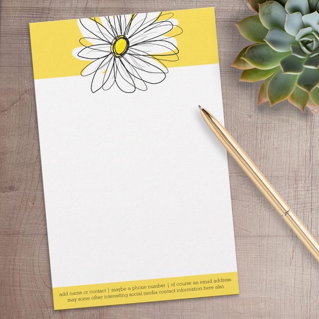 Gelbe und weiße weiße, weißliche Daisy mit benutze Briefpapier (Personalized Stationery)