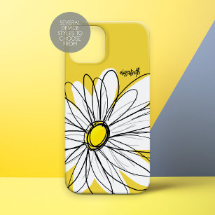 Gelbe und weiße weiße, weißliche Daisy mit benutze Case-Mate iPhone Hülle