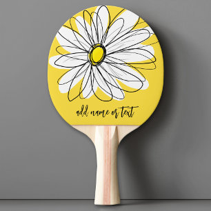 Gelbe und weiße weiße, weißliche Daisy mit benutze Tischtennis Schläger