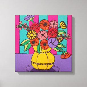 Gelbe Vase gesteppte Canvas Print Leinwanddruck