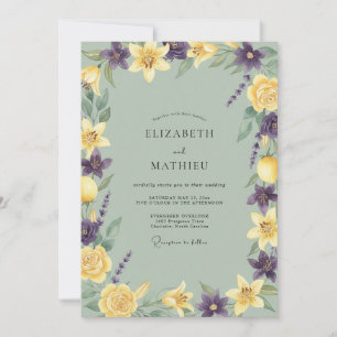 Gelbe Veilchenblüten-Hochzeit Einladung
