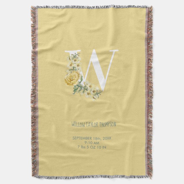 Gelbe Vintage Blume Erstgeburtenstaten Decke (Vorderseite Vertikal)