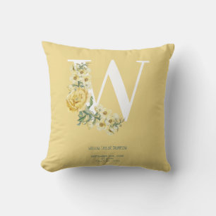 Gelbe Vintage Blume Erstgeburtenstaten Kissen