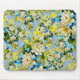 Gelbe Vintage-Blumen Blumenmuster Mousepad