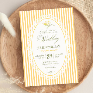 Gelbe Vintage-Choquette-Hochzeit Einladung