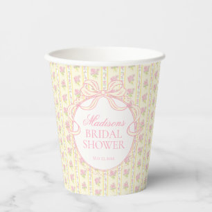 Gelbe Vintage Fancy Florale Brautparty Pappbecher