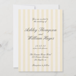 Gelbe Vintage, gestreifte Hochzeit Einladung