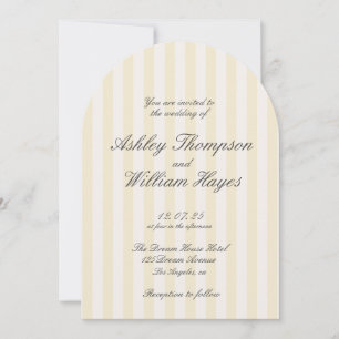 Gelbe Vintage, gestreifte Hochzeit Einladung