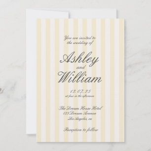 Gelbe Vintage, gestreifte Hochzeit Einladung