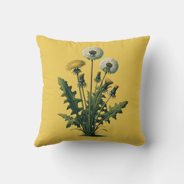 Gelbe Vintage Kronleuchter-Blume Kissen (Rückseite)