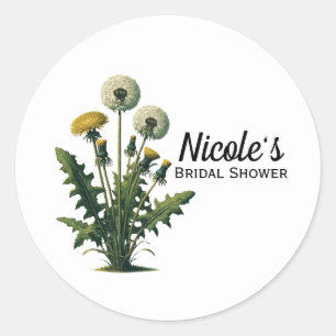 Gelbe Vintage-Löwenzahn-Blumen Brause  Runder Aufkleber