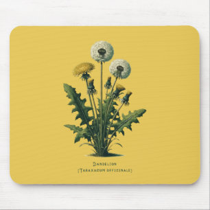 Gelbe Vintage-Löwenzahnblüten  Mousepad