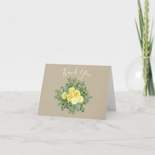 Gelbe Vintage Rose Elegante Hochzeit Dankeskarte