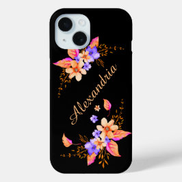 Gelbe violette Blumen Abstraktes Aquarellmuster Case-Mate iPhone Hülle