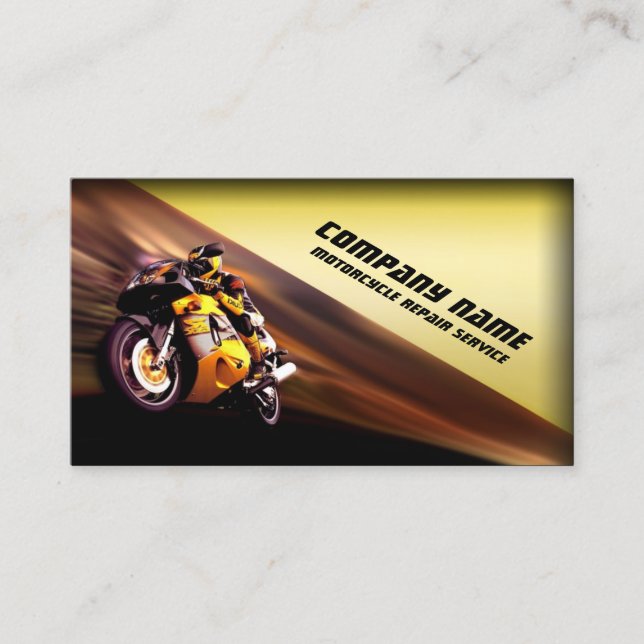 Gelbe Visitenkarte für Motorradreparaturen (Vorderseite)