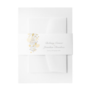 Gelbe Vögel Frühjahr offenen Käfig Hochzeit Einladungsbanderole