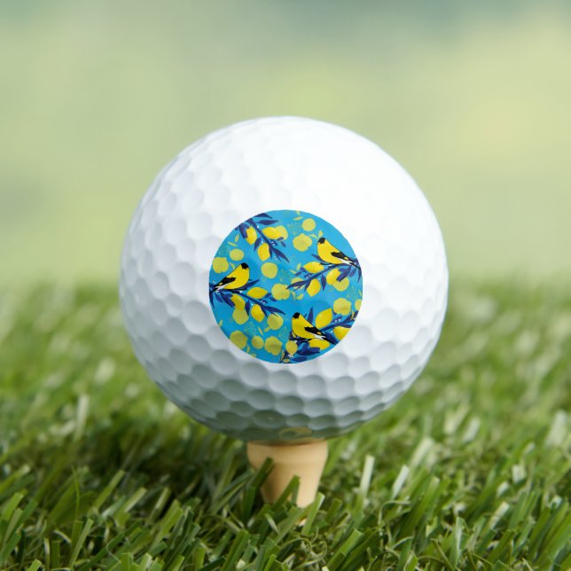 Gelbe Vogelmuster auf Zitronenbaum Golfball (Insitu T-Shirt)