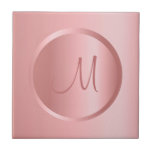 Gelbe Vorlage Monogram Elegante Rose Gold Fliese<br><div class="desc">Wandelbare Template Rose Gold Monogram Elegant Moderne Keramik Tile.</div>