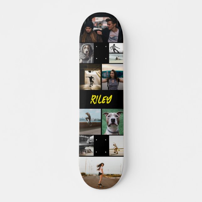 Gelbe Vorlage zum Hinzufügen von Namen Schwarz-Fot Skateboard (Vorne)