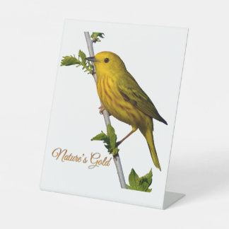 Gelbe Warbler "Nature's Gold" gedruckte Kunstkarte Sockelschild