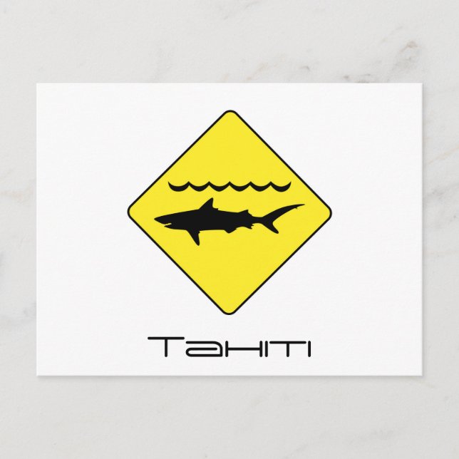 Gelbe Warnhaie - Schild Tahiti Postcard Postkarte (Vorderseite)