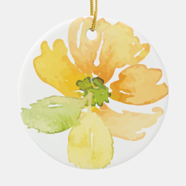 GELBE WASSERFARBE BLUME KERAMIK ORNAMENT (Vorne)