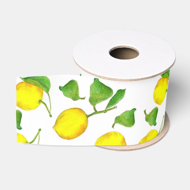 Gelbe Wasserfarbe FruchtZitrusfrüchte Zitronen Ripsband (Spule)