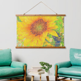 Gelbe Wasserfarbe Sonnenblume Holz Wandteppich Mit Holzrahmen