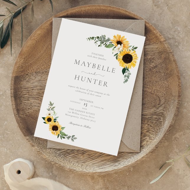 Gelbe Wasserfarbe Sonnenblumen und Hochzeit von Wi Einladung (Von Creator hochgeladen)