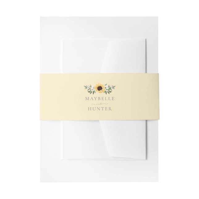 Gelbe Wasserfarbe Sonnenblumen und Hochzeit von Wi Einladungsbanderole (Vorderseite Beispiel)