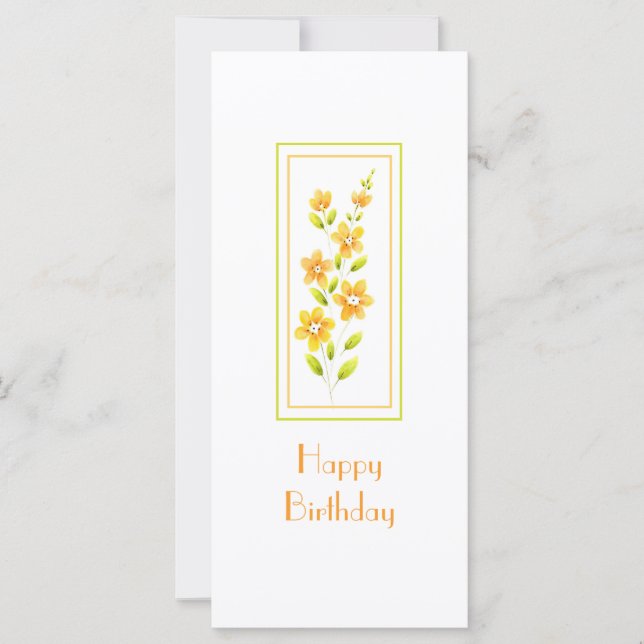 Gelbe Wasserfarbenflorale Stechkarte Karte (Vorderseite)