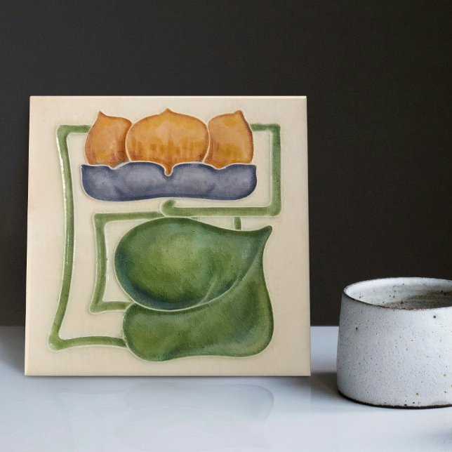 Gelbe Wasserlilie Elfenbeindekoration Jugendstil A Fliese (Von Creator hochgeladen)