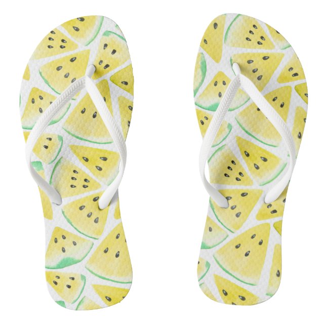 Gelbe Wassermelonen-Schnittmuster Flip Flops (Fußbett)