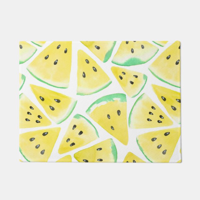 Gelbe Wassermelonen-Schnittmuster Fußmatte (Vorderseite)