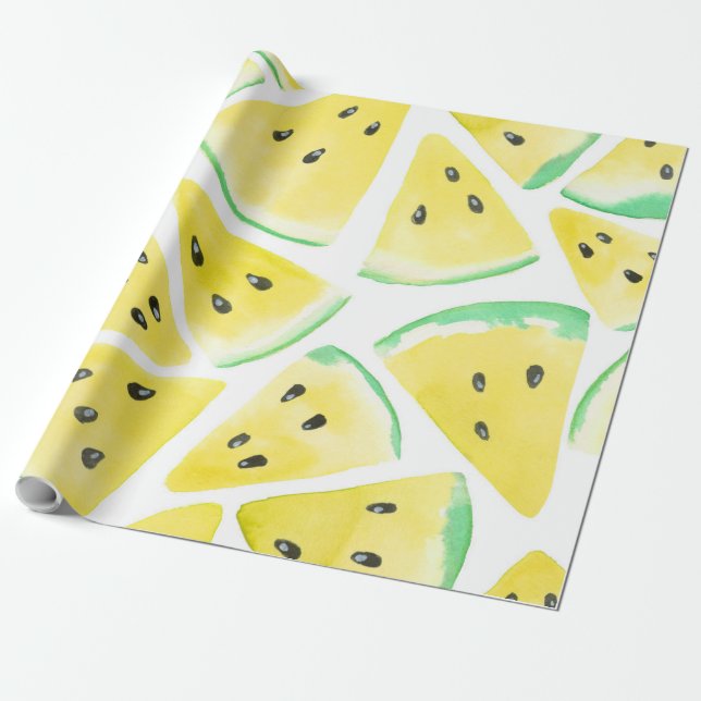 Gelbe Wassermelonen-Schnittmuster Geschenkpapier (Ungerollt)