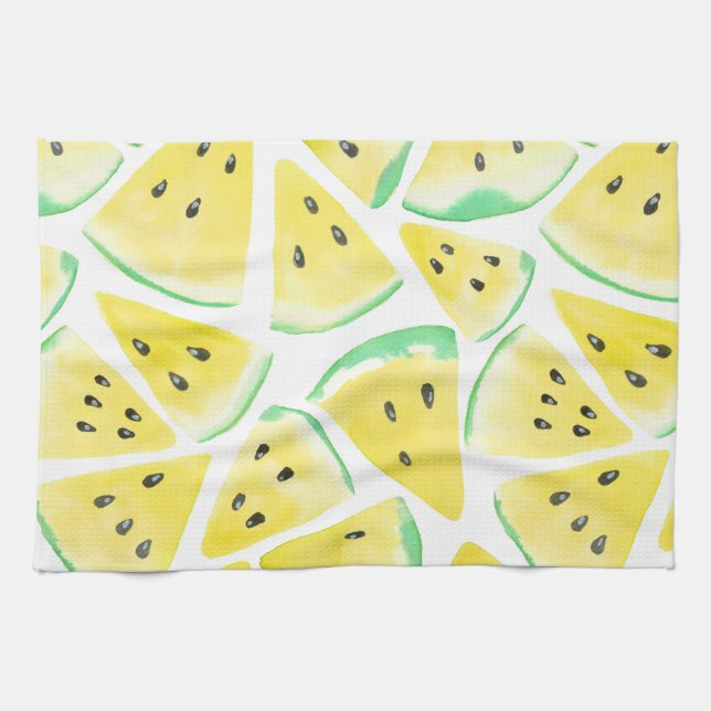 Gelbe Wassermelonen-Schnittmuster Küchentuch (Horizontal)