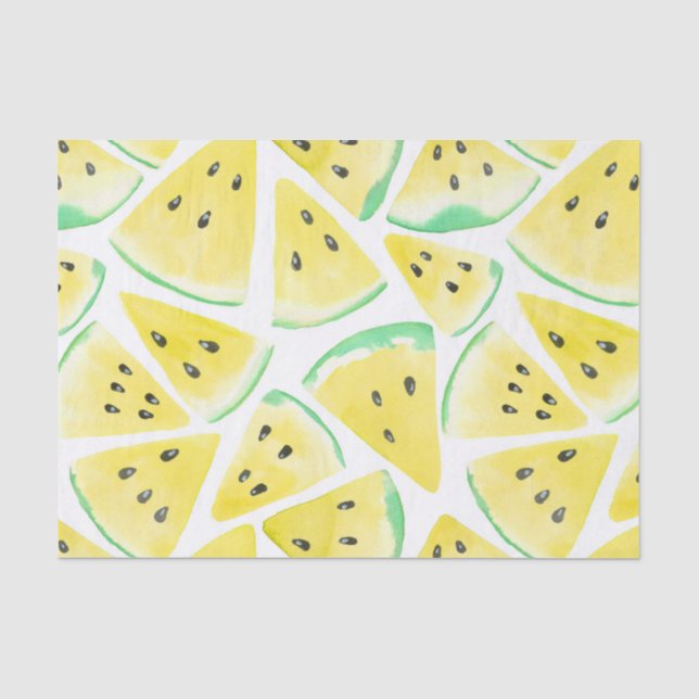 Gelbe Wassermelonen-Schnittmuster Seidenpapier (Vorderseite)