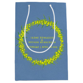 Gelbe Wattle Acacia Blau Hochzeitsgeschenk Tasche Mittlere Geschenktüte