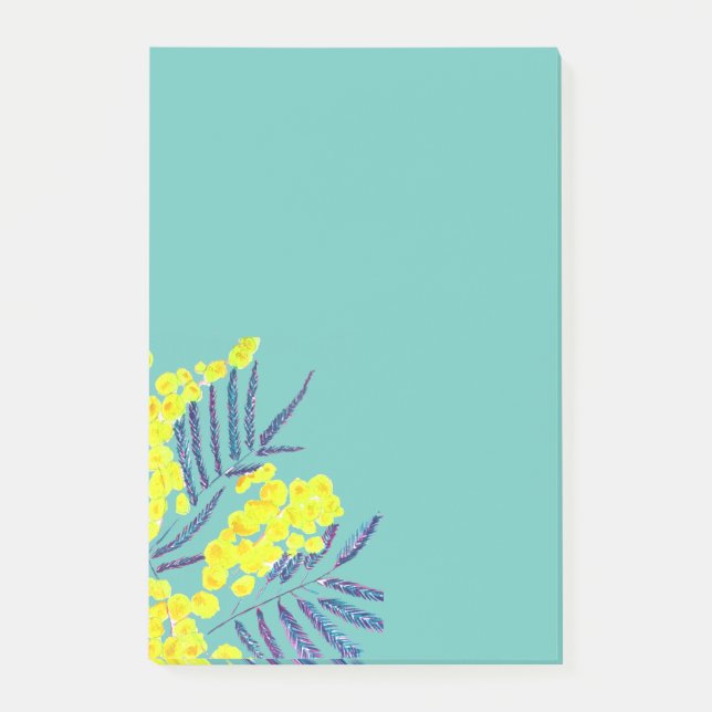 Gelbe Wattle Art Blumen Post-it Klebezettel (Vorderseite)