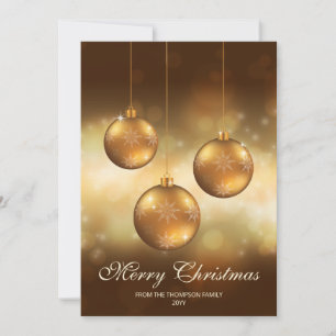 Gelbe Weihnachtsbaumkugeln mit individuellem Text Feiertagskarte
