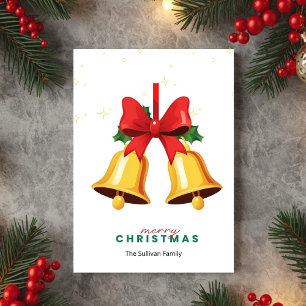 Gelbe Weihnachtsglocken Feiertags-Grußkarte Feiertagskarte