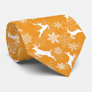 Gelbe Weihnachtsschneeflocken-Hirsch-Muster Krawatte